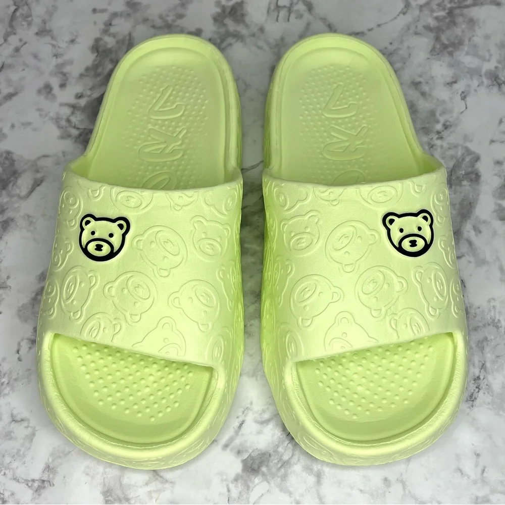 Teddy Bear Cartoon Cloud Pillow Foam Light Slip On House Slide Sandal Shoes NWOT - Picture 2 of 8